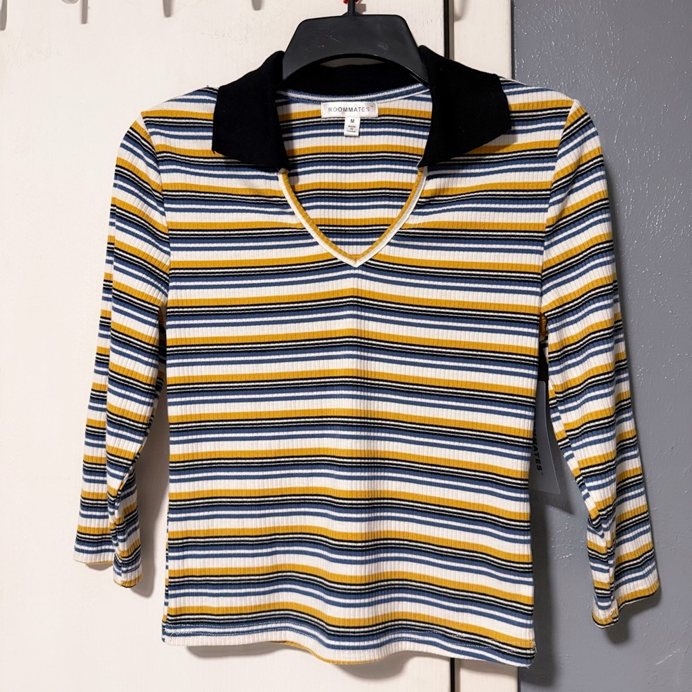 Striped V-Neck Women's Top